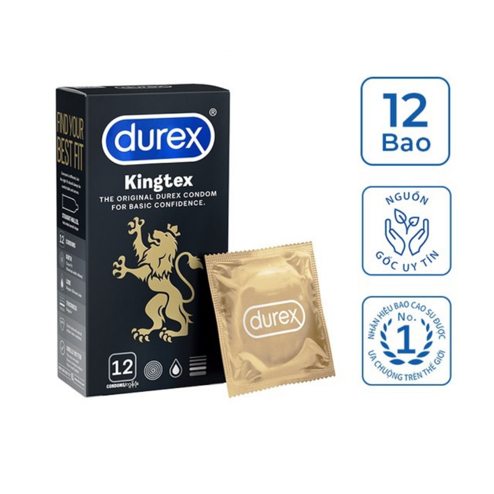 Bao cao su Durex Kingtex 49mm hộp 12 cái