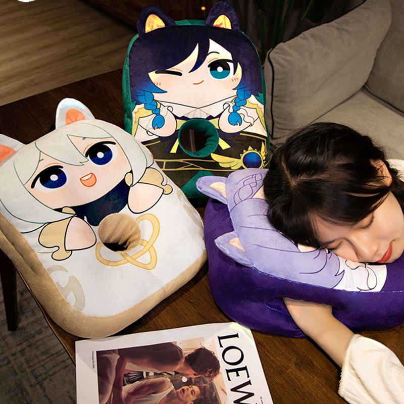 35x30cm Genshin Impact Cartoon Lunch Break Pillow Soft Fill Paimon Hutao Venti Cushion kid gift