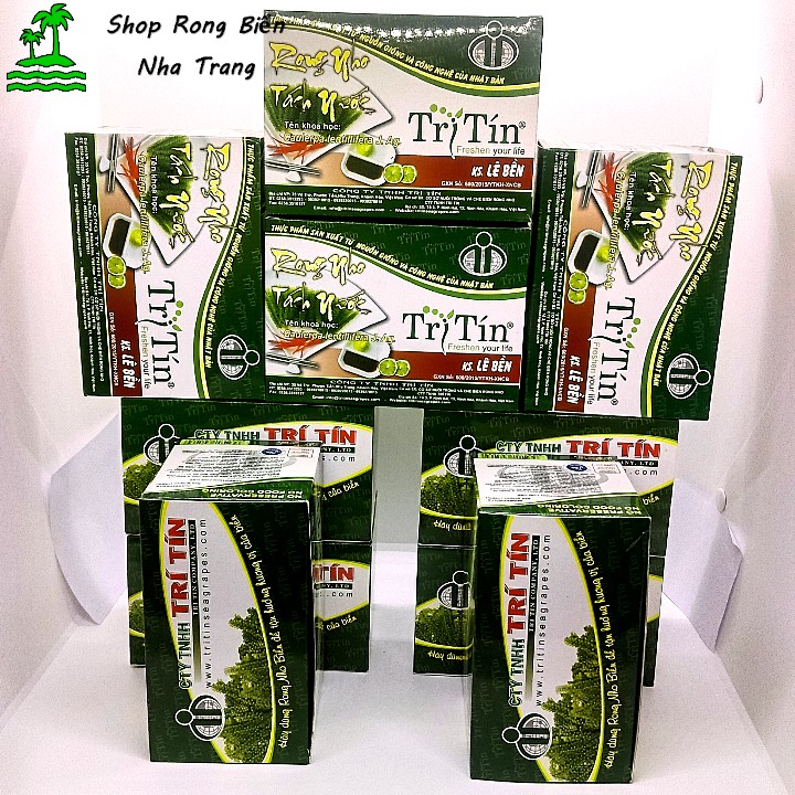 &quot;Combo 10 hộp&quot; Rong nho tách nước Trí Tín - Hộp 200g 10 gói (Video ngâm 1 gói).