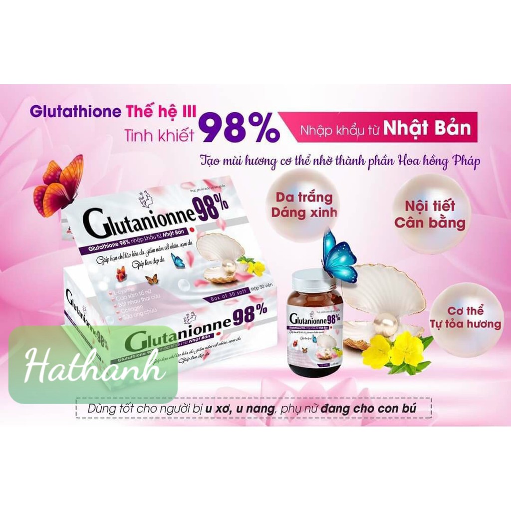 Viên uống trắng da, tạo mùi thơm cơ thể Glutanionne 98%
