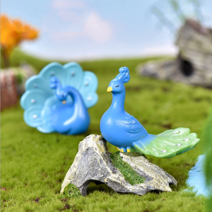 Mô hình chim công xanh dùng trang trí tiểu cảnh, terrarium, DIY