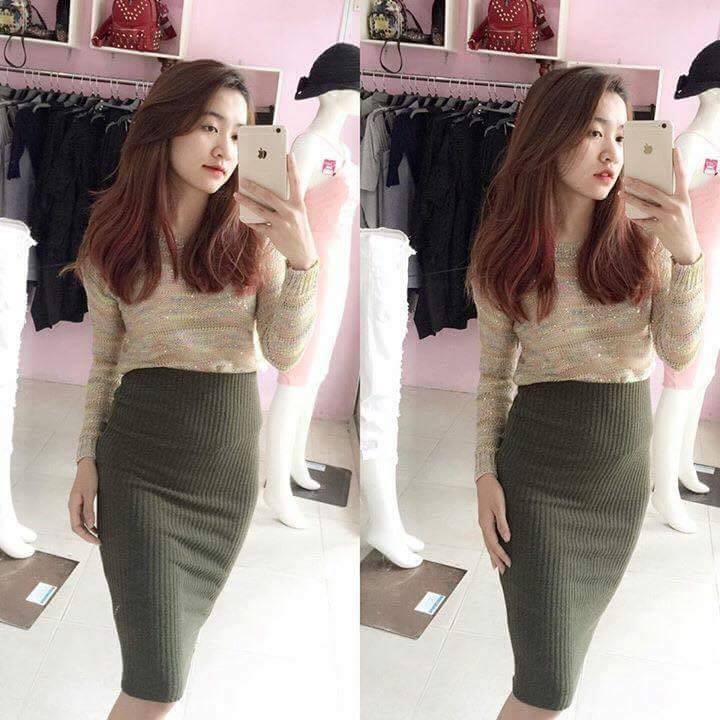 CHÂN VÁY BÚT CHÌ LEN XANH RÊU XUẤT DƯ FOREVER 21 | BigBuy360 - bigbuy360.vn