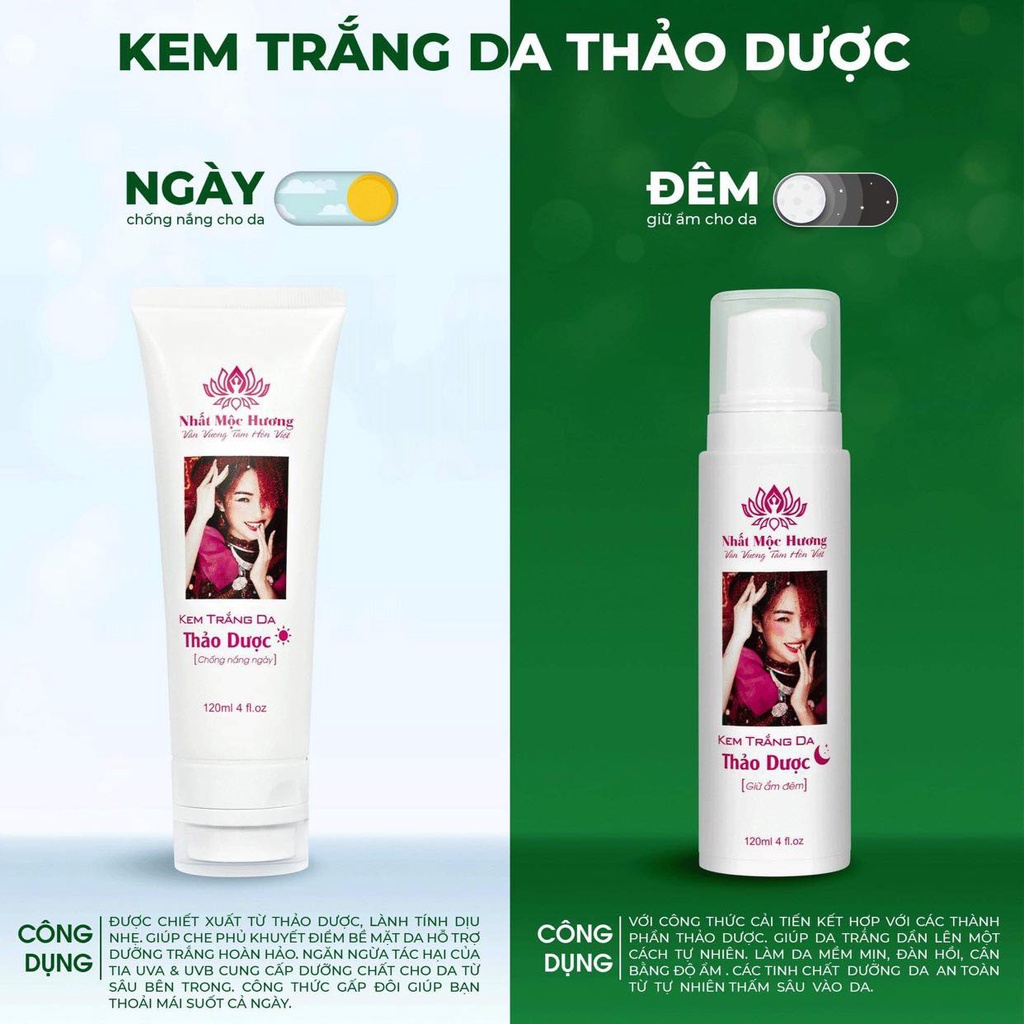 Kem Trắng Da Bách Y Sâm TẮM TRẮNG Body Ngày Đêm Bạch Linh Nhất Mộc Hương (2 sản phẩm/hộp)