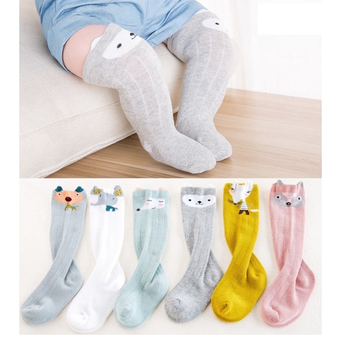 Tất cao cổ cho bé 100% Cotton Chống Trơn Trượt Hàng Xuất Nhật Tất Cho Bé Trai Bé Gái 0-12 tháng
