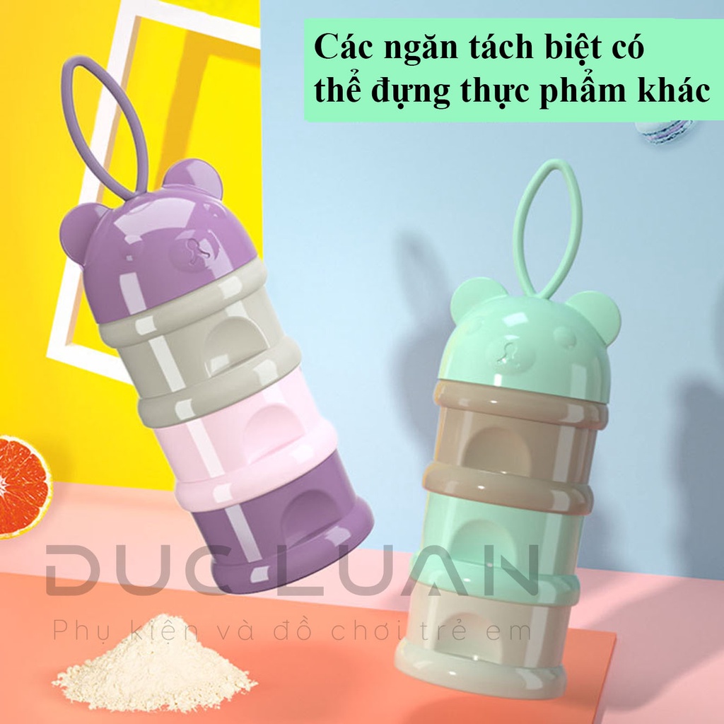 Hộp chia sữa 3 ngăn cho bé đi chơi - hộp đựng sữa 4 ngăn - đựng đồ ăn dặm và hoa quả
