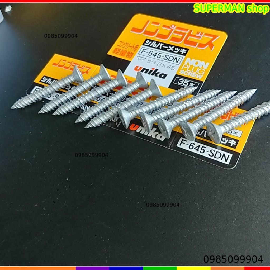 Ốc vít không cần dùng tắc kê - Ốc vít bắt tường, bê tông Unika đầu bằng mạ bạc Unika mã F