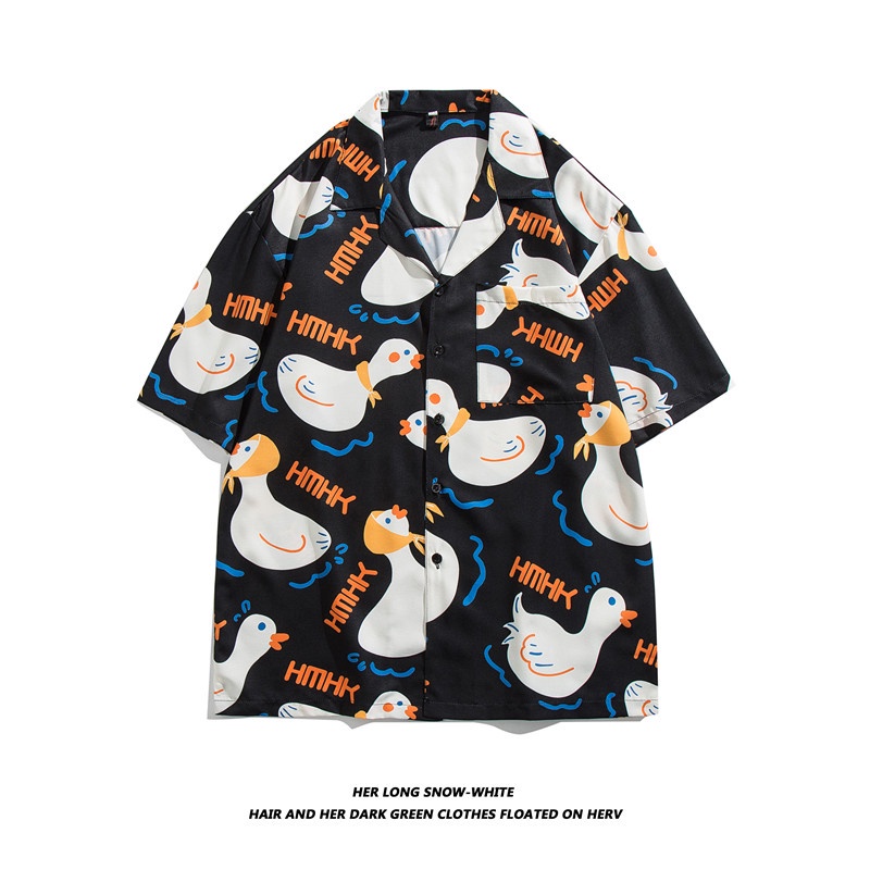 Áo Sơ Mi Tay Ngắn In Họa Tiết Hoạt Hình Phong Cách Hàn Quốc Cho Nam