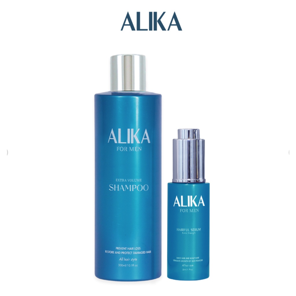  Combo dầu gội, tinh chất Alika for men, giúp giảm rụng tóc, hỗ trợ tóc mọc dày, dài và chắc khỏe hơn
