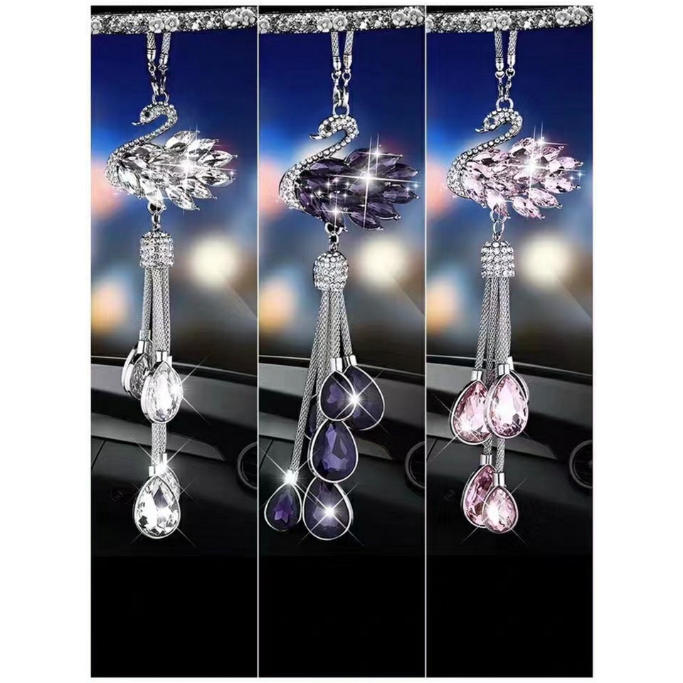 Khánh treo ô tô - Khánh thiên nga dây đuôi giọt nước sang trọng tăng nước hoa đi kèm