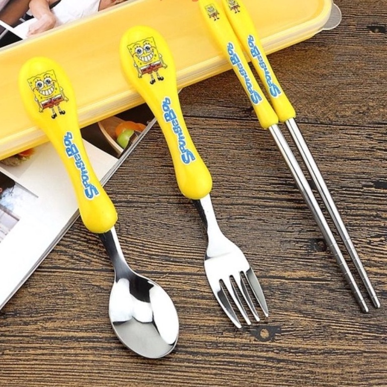 Bộ Thìa Đũa Dĩa Ăn Dặm Cán Nhựa Lúa Mạch Hình Cute Chống Nóng An Toàn, Bộ Tập Ăn Cho Bé Bằng Inox 304 Cao Cấp Không Gỉ