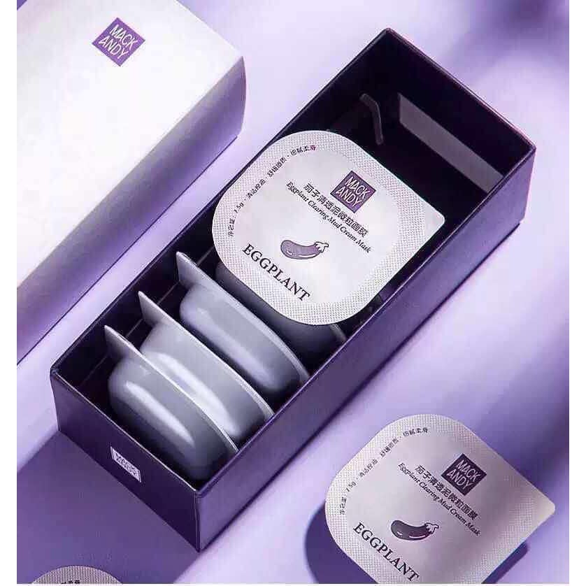 HỘP 8 Mặt Nạ bùn hoạt tính hút mụn cấp ẩm da Mud Cream Mask Mack Andy với tinh chất Cà Tím Eggplant