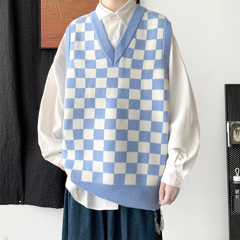 Áo Sweater Dệt Kim Không Tay Cổ Chữ V Màu Sắc Thời Trang Xuân Thu Dành Cho Nam Giới