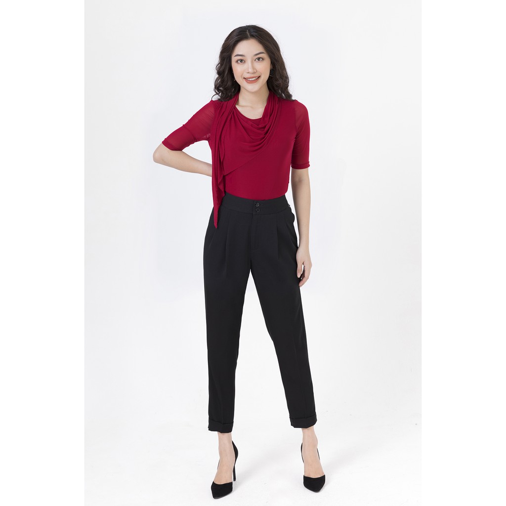 Quần côn baggy gấu lơ vê LAMER L64K19Q012-S1400 (Đen)