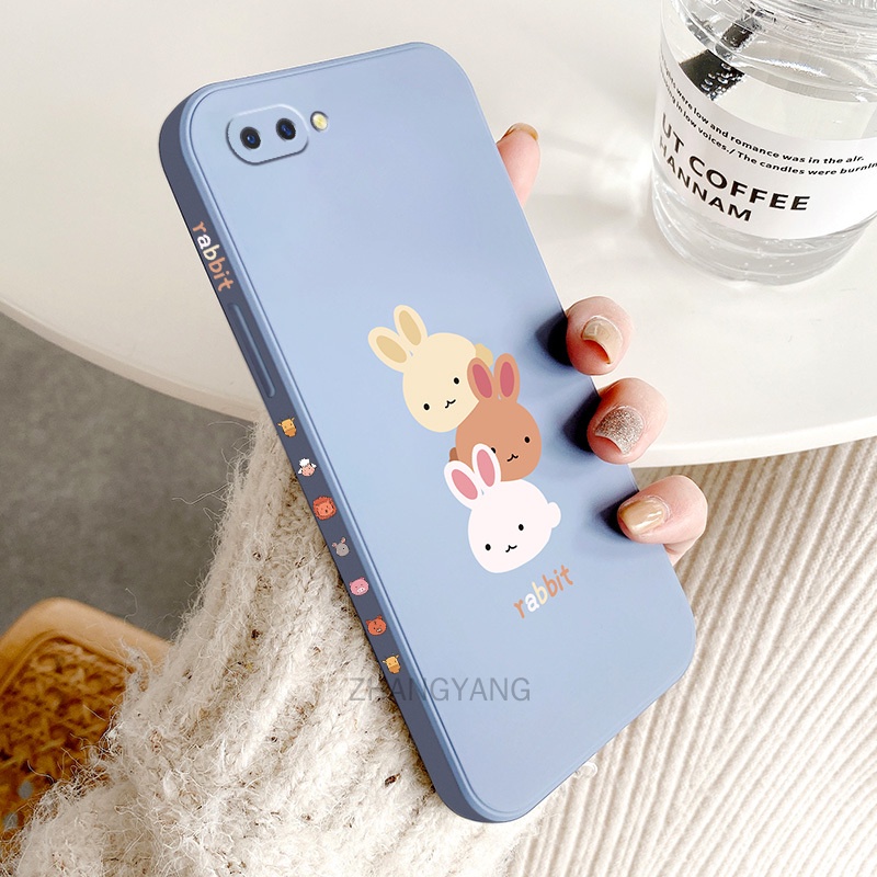 ốp lưng Realme c2 a1k Ốp Điện Thoại TPU Silicone Hình Ba Chú Thỏ Đáng Yêu Kèm Dây Đeo Cho Realme c2 a1k