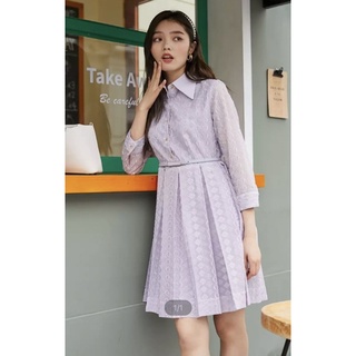 Đầm sơ mi thêu cổ bẻ xếp ly Vero Moda