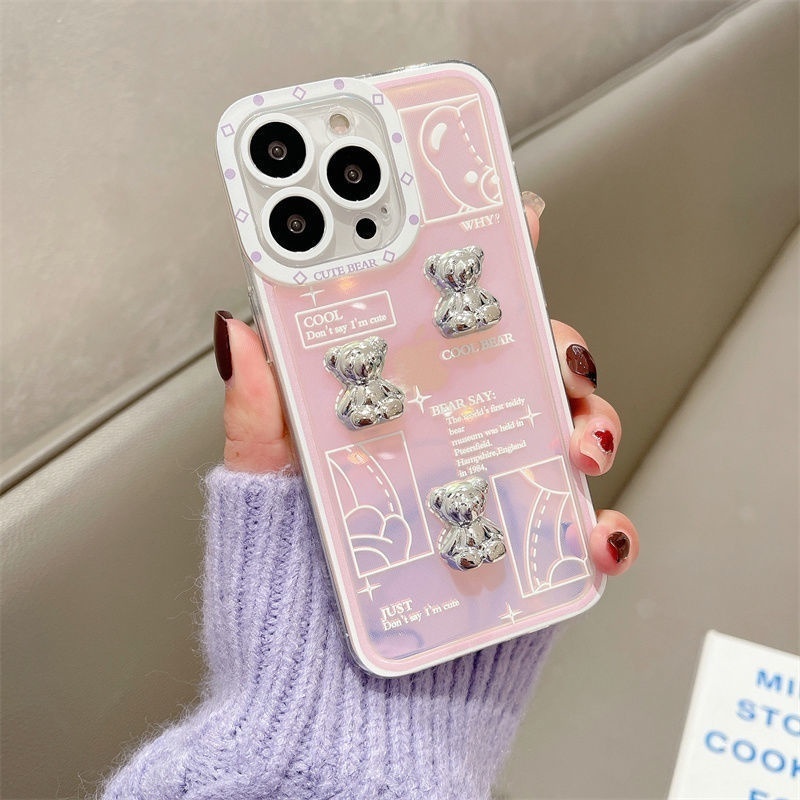 Ốp Điện Thoại Hình Gấu 3D Chống Sốc Cho iPhone 12 13 11 Pro Max X Xs Max Xr