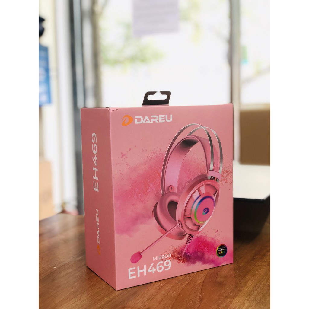 Tai nghe Gaming Dareu EH469 Pink Hồng  RGB Led - Hàng Chính Hãng