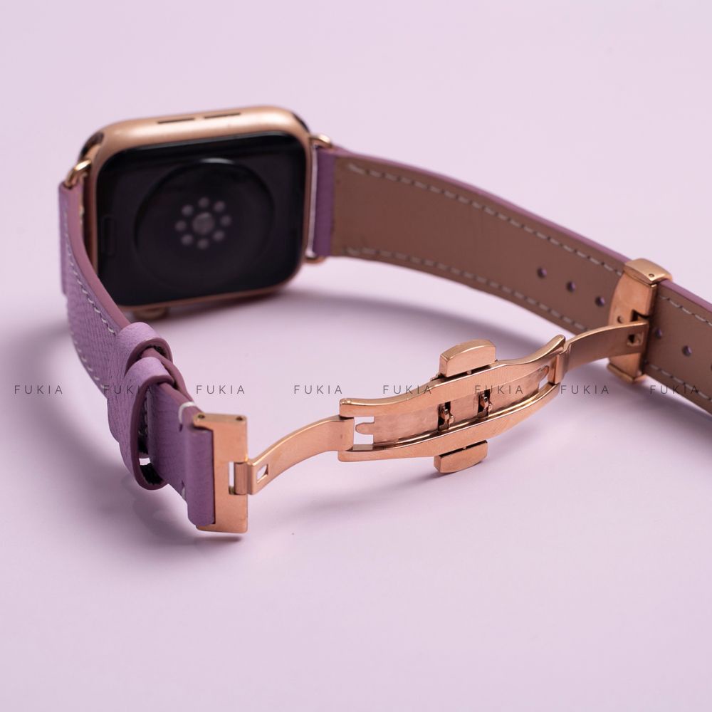 Dây da thủ công Epsom Tím Nhạt dành cho Apple Watch đồng hồ thông minh Series 1/2/3/4/5/6/7/SE DDTC245