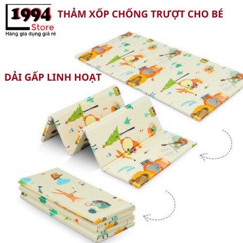 Thảm xốp cho bé XPE gấp gọn tấm lót trải sàn 2 mặt chống thấm chống trơn hàn quốc phủ silicon 1m8 2m - Lỗi 1 đổi 1