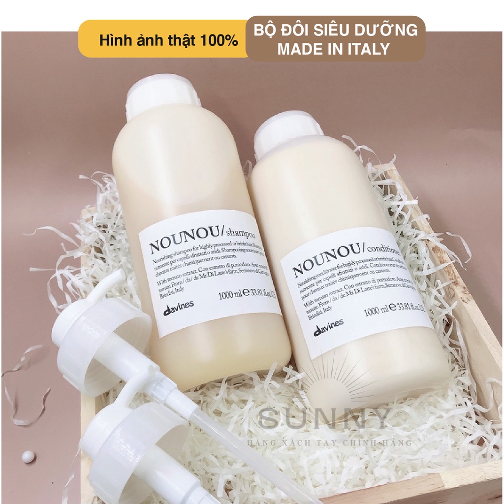 Dầu gội xả Davines Nounou 1000ml chính hãng, chăm sóc tóc, phục hồi tóc hư tổn