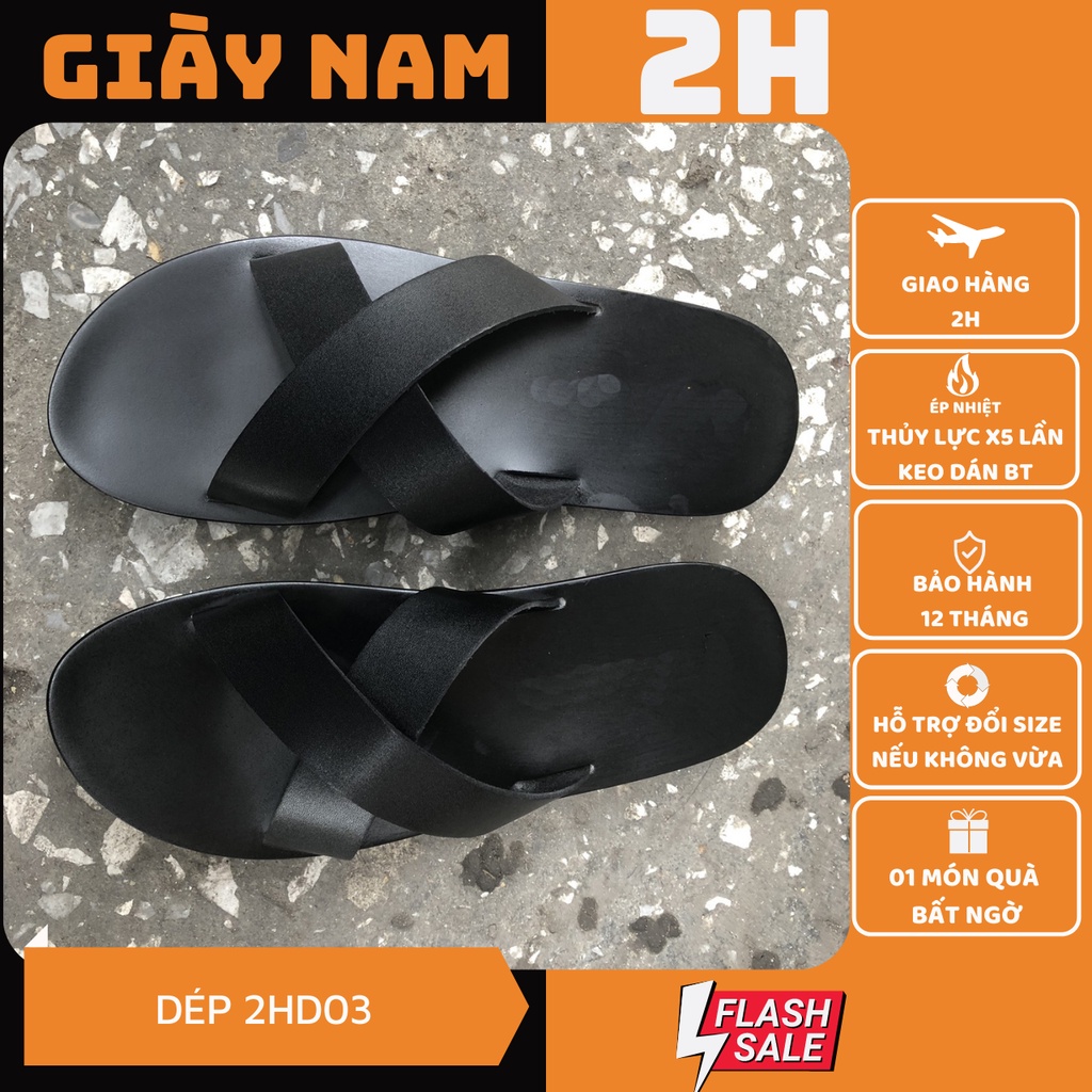 [MASTMS08 Giảm 15 Max 30K Đơn 99K] Dép Nam Da Cao Cấp Quai Chéo Thời Trang Hàn Quốc Mã Số 2H - D03