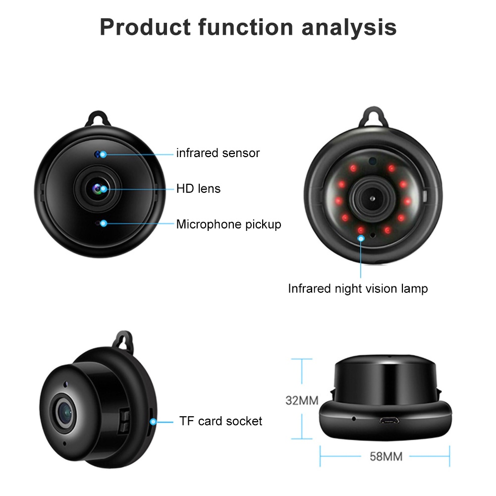 V380 Camera Wifi Kết Nối Với Điện Thoại Mini Camera Quan Sát Hd 1080P Wifi Ip Nhà camera 'Vùng