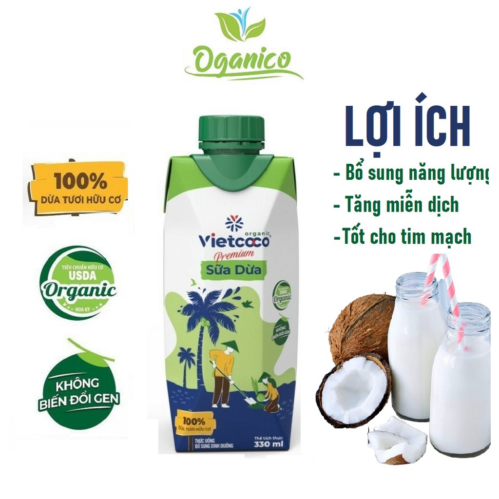 Sữa dừa Hữu Cơ Vietcoco hộp 330ml - Organic Coconut Milk OGANICO 19