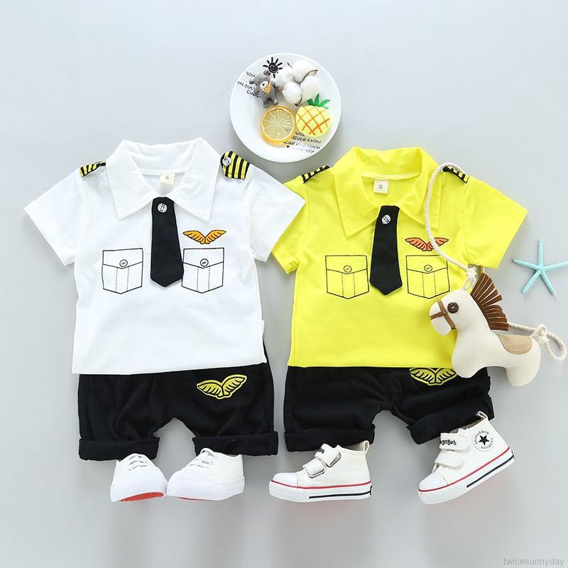 Set áo thun phối cà vạt + quần short cho bé trai