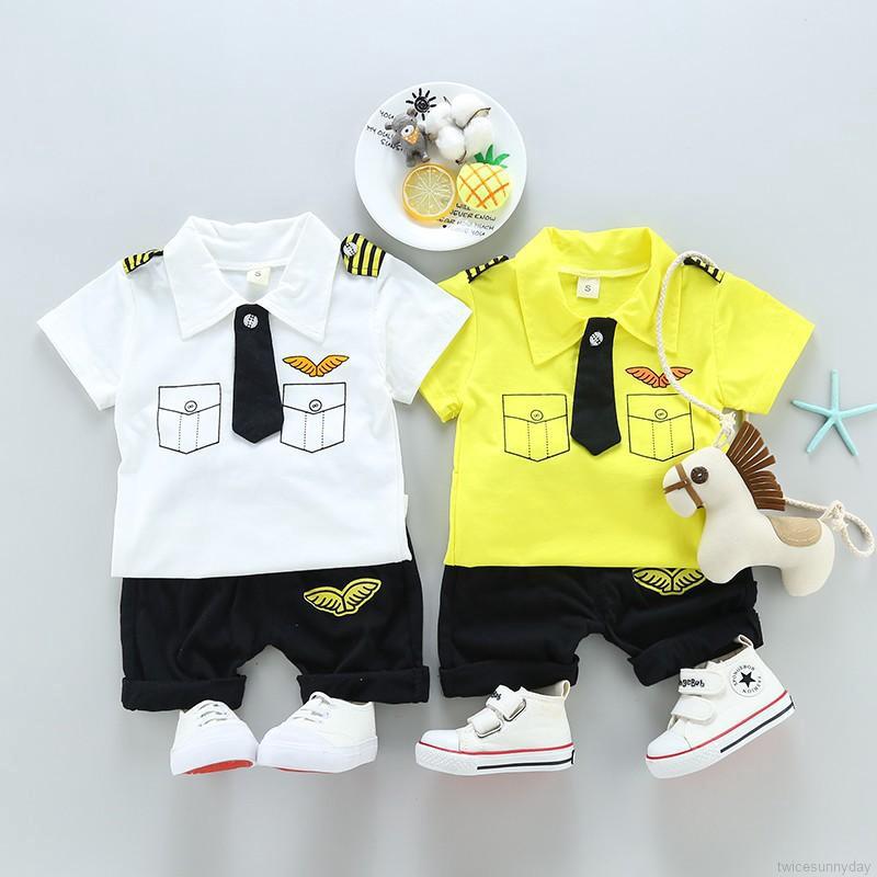 Set áo thun phối cà vạt + quần short cho bé trai
