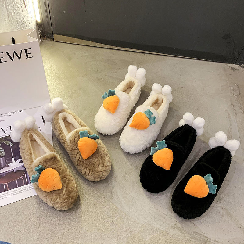 Giày Lười Lót Nhung Lông Cừu Ấm Áp Đế Bệt Thời Trang Mùa Đông Phong Cách Hàn Quốc Dành Cho Nữ | BigBuy360 - bigbuy360.vn