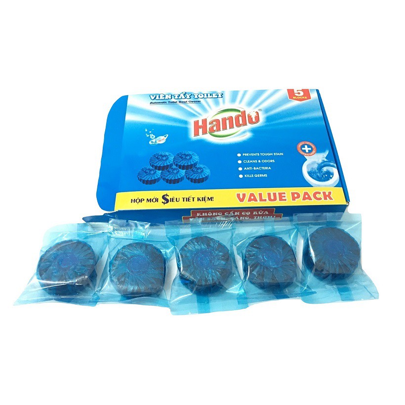 Hộp 5 viên tẩy xanh bồn cầu diệt khuẩn làm thơm Value Pack Hando (360 lần xả/viên)