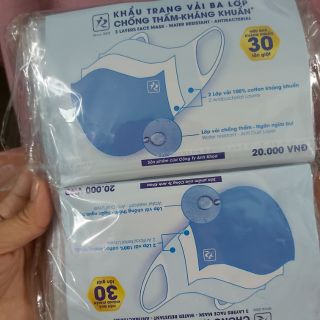 Khẩu trang vải  3 lớp kháng khuẩn, chống thấm