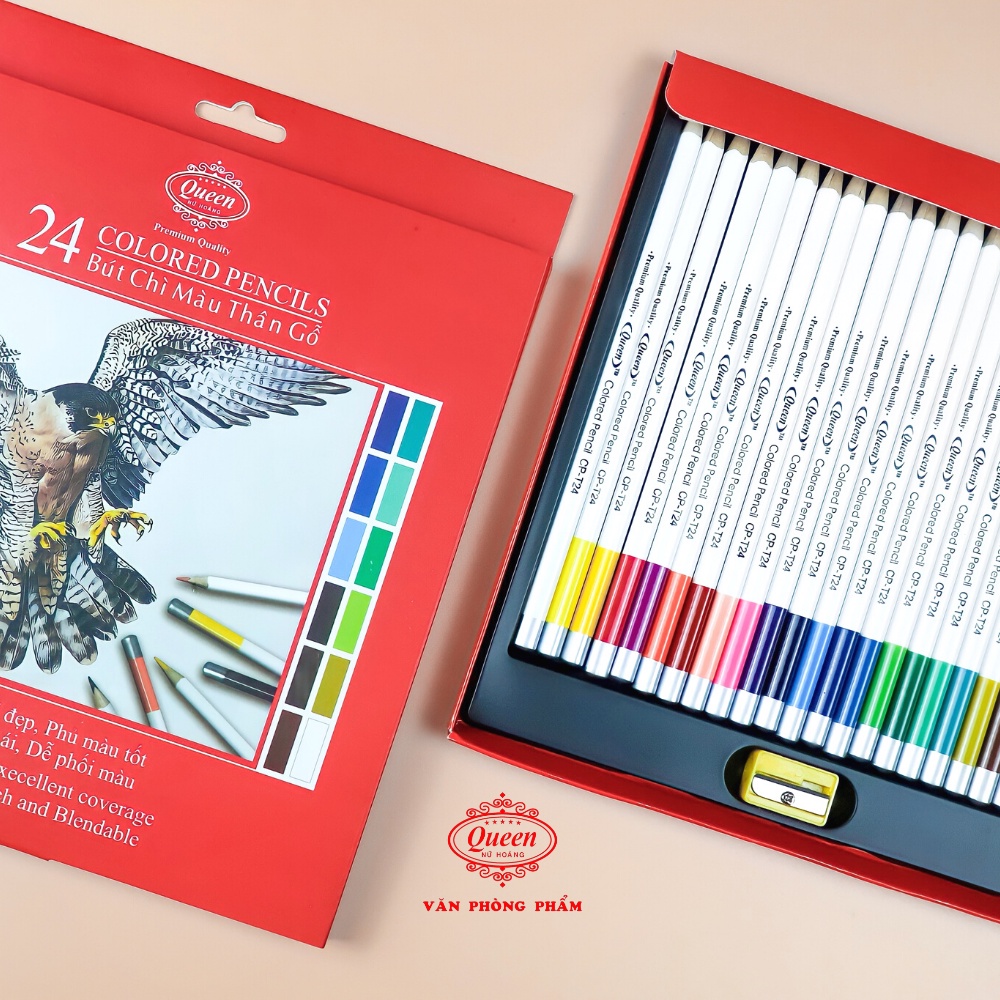 Bút chì màu Queen  12/24 Màu - Chính Hãng - CPT12/24