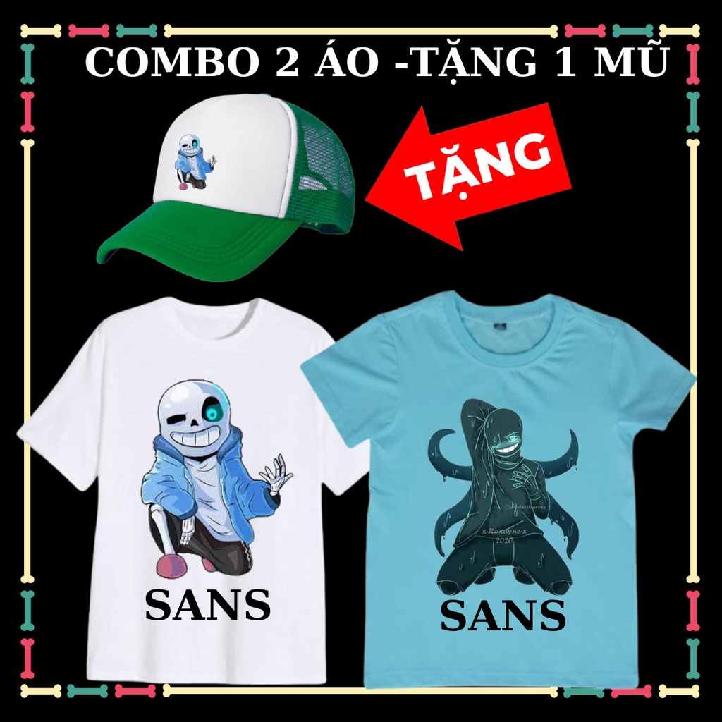 Áo thun ngắn tay in hình  Error 404 Sans, Error 505 Sans bé trai, bé gái, kèm Mũ lưỡi trai Undertale Sans đủ màu sắc
