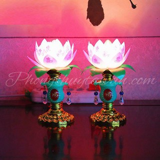 Đèn bàn thờ Phật Hoa sen có tua 16cm(cặp)