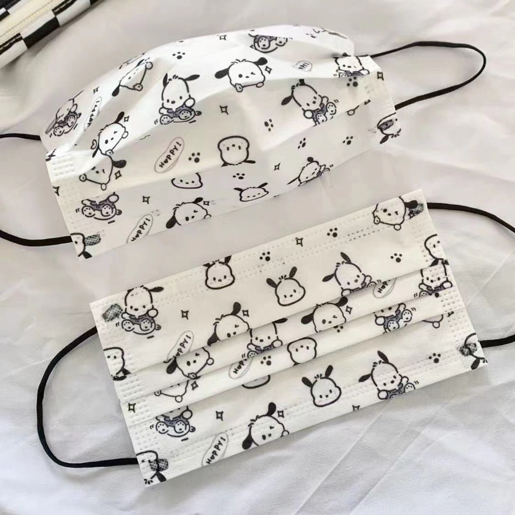 Set 10 / 50 Khẩu Trang K-F-9-4 In Hoạt Hình Hello Kitty My Melody Pochacco Sanrio 3 Lớp Bảo Vệ An Toàn Cho Người Lớn Trẻ Em