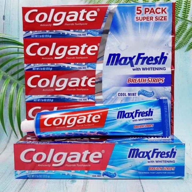 ( hàng xách tay ) kem đánh răng Colgate MaxFresh 215g làm trắng răng hơi thở thơm tho