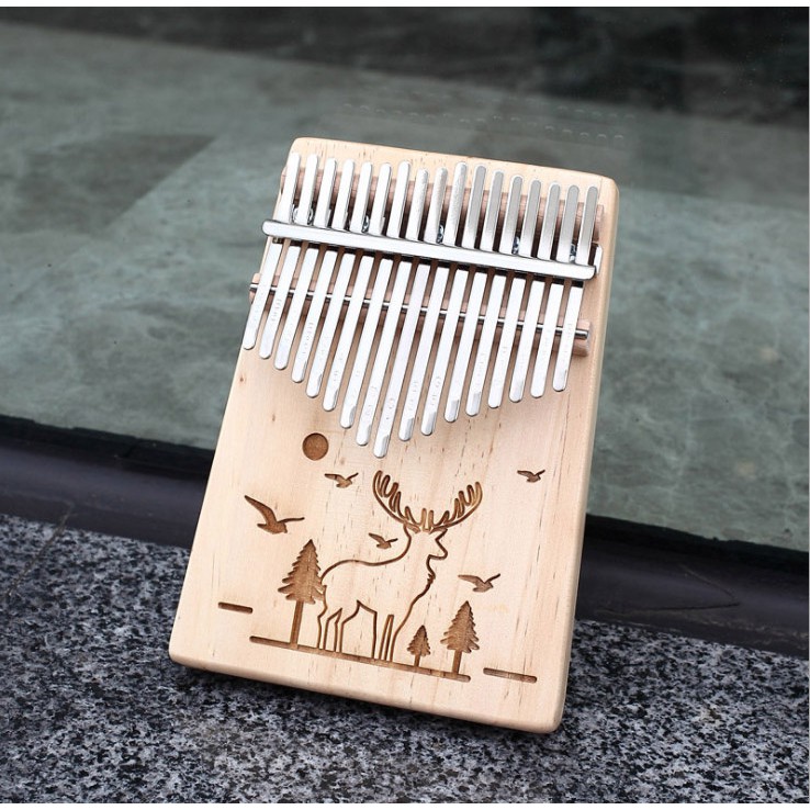 Đàn kalimba gỗ 17 phím khắc nốt, nhiều hình kute, đầy đủ phụ kiện