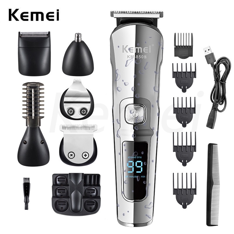 Máy cạo râu Cắt Tóc Kemei Chống Thấm Nước Đa Năng 6 Trong 1 Cho Nam KM-8508