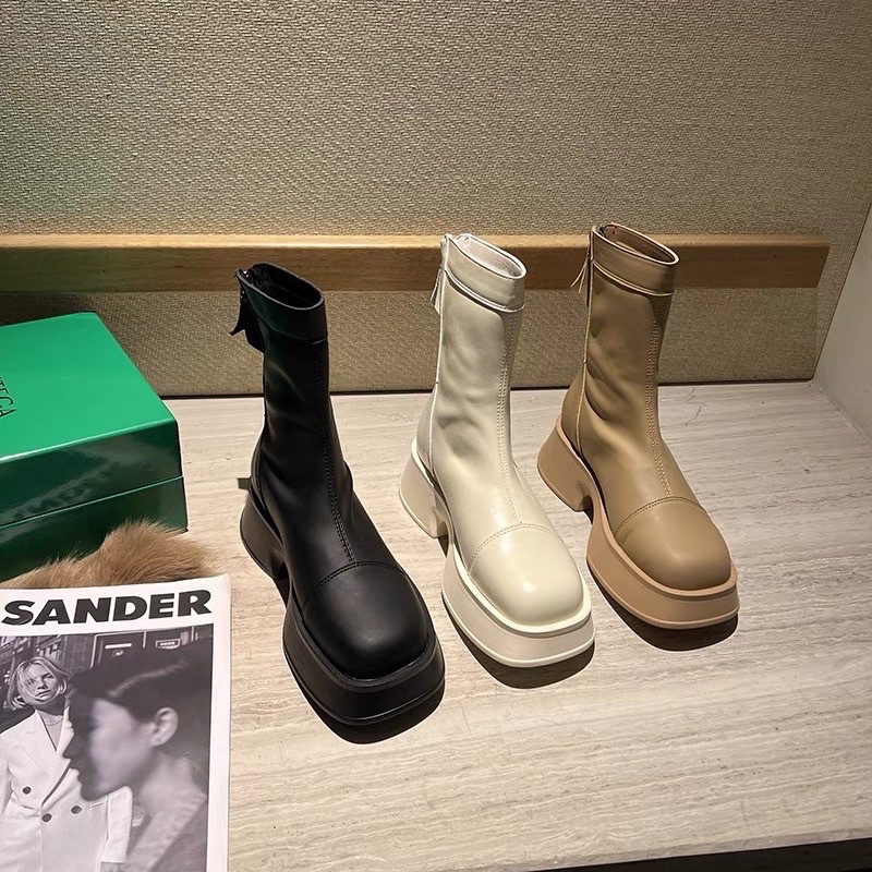 Boot da không dây cổ cao Ulzzang đế 4p dành cho nữ , hàng siêu nhẹ chuẩn loại 1
