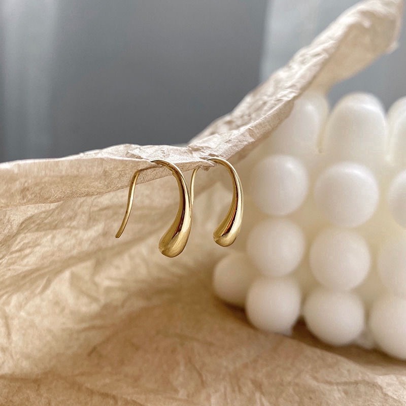 Bông Tai Basic , Khuyên tai nữ titan hình giọt nước đơn giản Retro, Vintage Ivy.acc H56