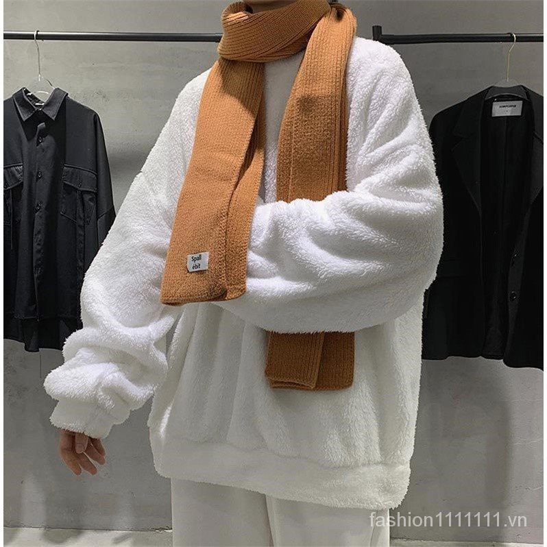 Áo sweater lông cừu cổ tròn dáng rộng thời trang Hàn Quốc cho nam