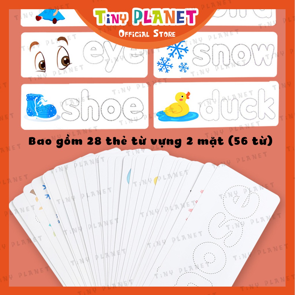 Bộ thẻ 56 từ flashcards kèm chữ cái gỗ dạy bé học từ vựng tiếng Anh Treehole giáo dục sớm Montessori