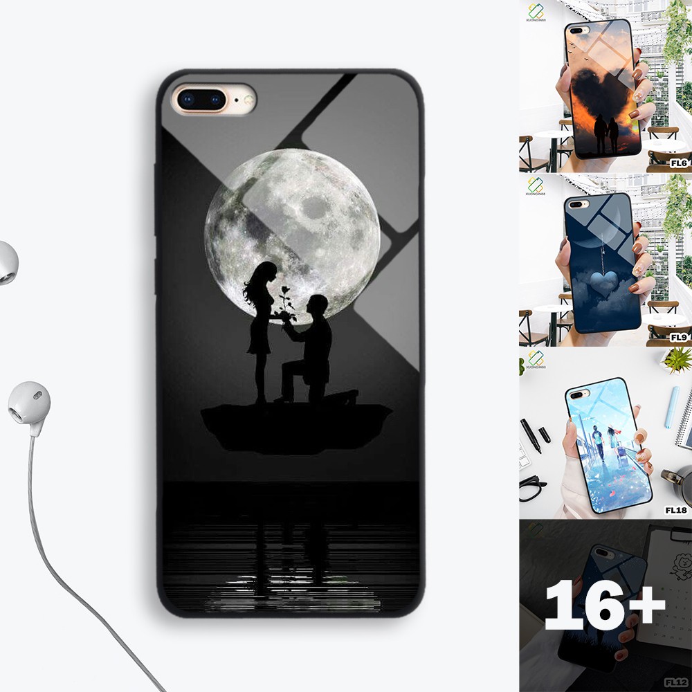 Ốp lưng iphone 7/8 - 7Plus/8Plus in 3D kính cường lực chủ đề tình yêu
