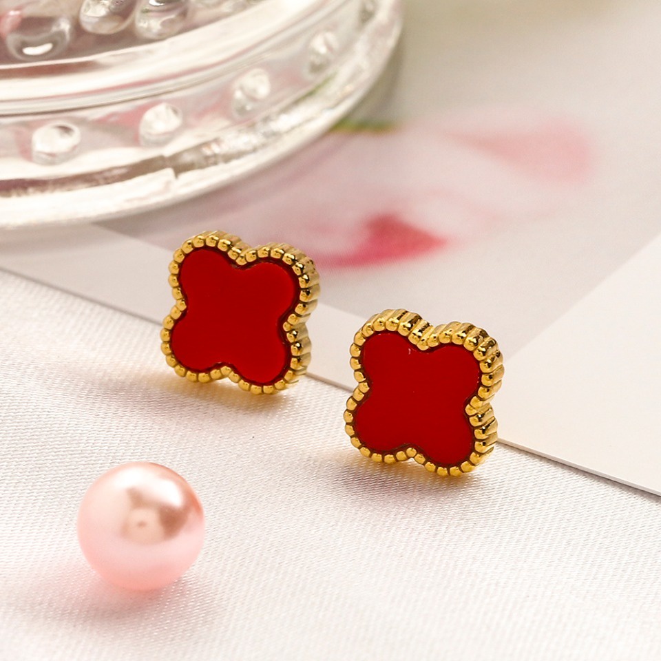 Bông Tai Chữ Cleef & Arpels BằNg ThéP Titan ThờI Trang Cho Nữ
