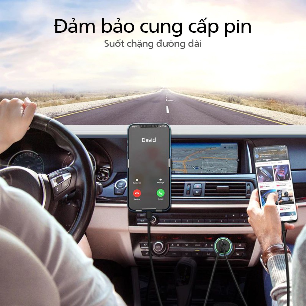 Tẩu sạc ô tô FENGZHI XT20 2 USB sạc nhanh 3.1A kim loại sạc xe hơi chính hãng cho iPhone Samsung OPPO VIVO HUAWEI XIAOMI