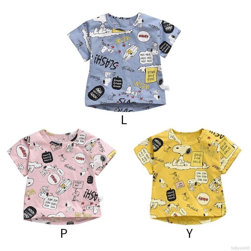 Áo cotton ngắn tay cho bé trai/gái từ 0-6 tuổi họa tiết Snoopy