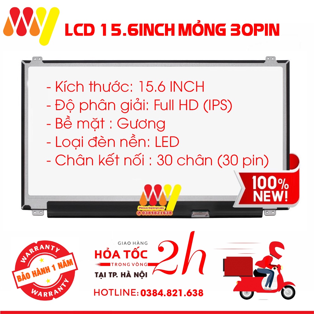 Màn hình laptop Acer Aspire F5-573, F5-573G E1-530 E5-574 E5-574G, Màn 15.6' mỏng 30 pin FHD New 100%. Bảo hành 1 đổi 1