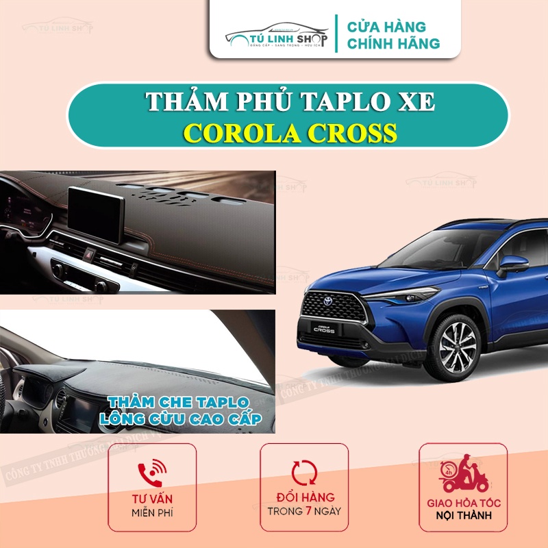 [Mã LIFEAUMAY giảm 10% tối đa 30k đơn 150k] Thảm Taplo TOYOTA CROSS bằng lông Cừu 3 lớp hoặc Da Cacbon