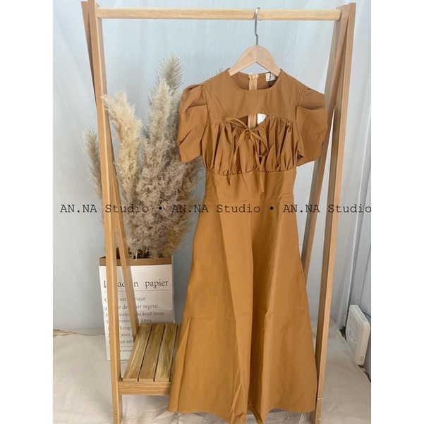 Váy Rúm ngực Vintage xoè dài về 3 màu